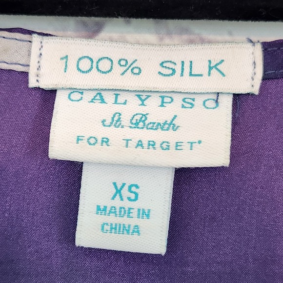 Calypso St. Barth for Target 100% Silk Tie Dye Balloon Sleeve Blouse Women's XS - Picture 2 of 6